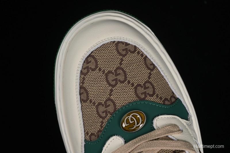 Gucci Chunky B Screener GG Casual Sneakers in Beige and Ebony GG Canvas with Leather Trim - 9Y9209666