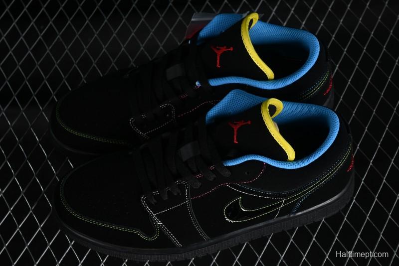 Nike Air Jordan 1 Low AJ1 Black Green Low Top Lifestyle Basketball Shoes - 338145-003