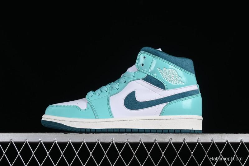 Nike Air Jordan 1 Mid "Bleached Turquoise" Casual Sneakers - DZ3745-300