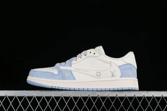 Nike Travis Scott x Fragment Design x Jordan Air Jordan 1 Low OG SP AJ1 LV Peacock Blue Low-top Casual Sneakers - LJ5188-003