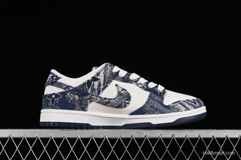 Nike SB Dunk Low LV Collaboration - Camo Mesh Anniversary High-End Custom Low-Top Casual Skate Shoes - JH8040-942