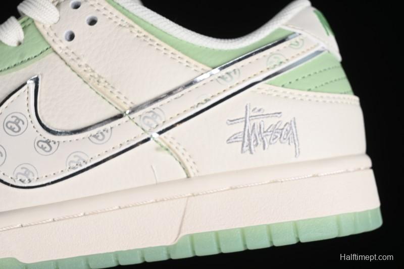 Nike SB Dunk Low Stussy Collaboration - Cream Apple Green Anniversary Custom Low-Top Casual Skate Shoes - XY1688-006