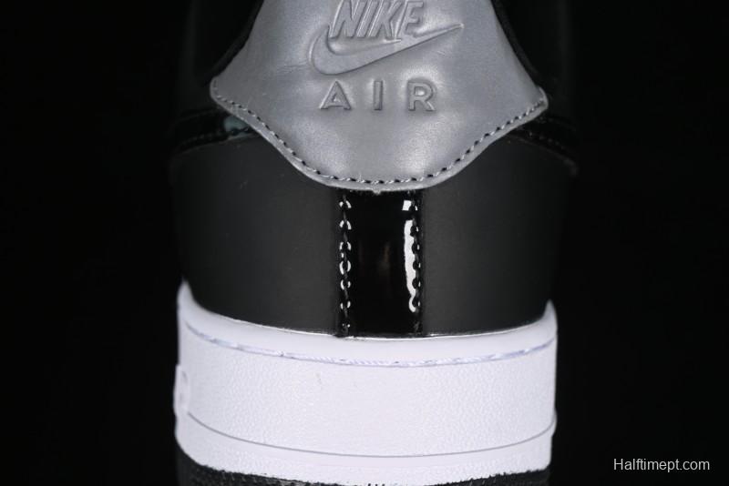 Nike Air Force 1 '07 Low Patent Leather All Black Casual Sneakers - AH6827-001