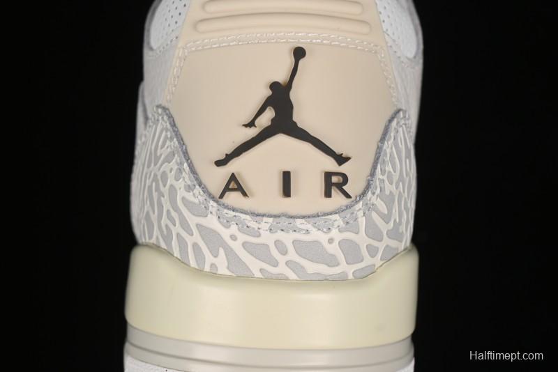 Nike Air Jordan 3 Retro Cactus Jack Collaboration High-Top Basketball Shoes with Soft Napa Leather and Visible Air Cushion - 136064-668