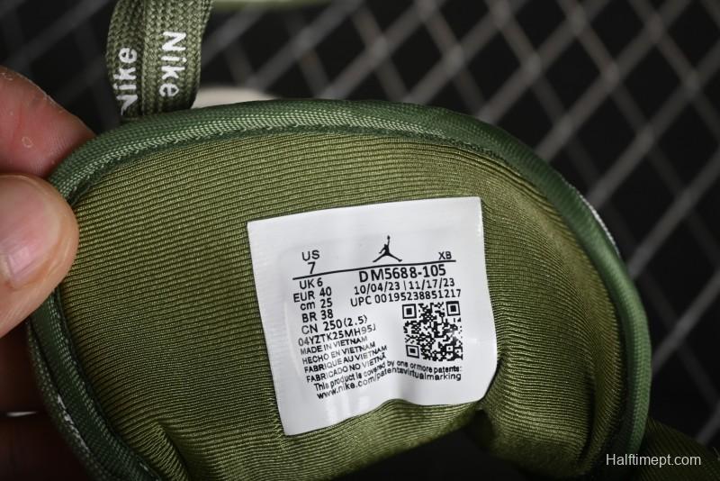 Nike Air Jordan 1 Low Retro Basketball Shoes in Off-White Olive Green - CF3688-019