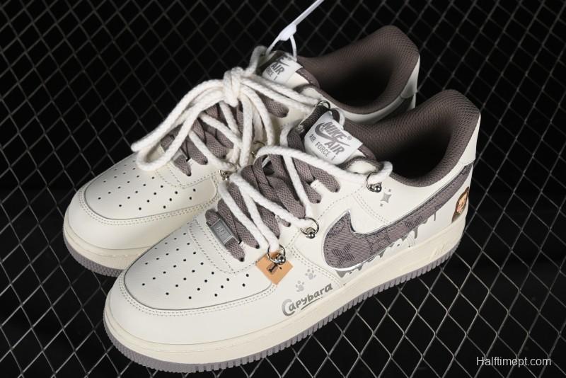 Nike Air Force 1 '07 Low x Capybara "Mona Lisa" Casual Lace-Up Sneakers - LV0506-990