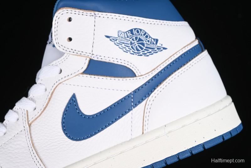 Nike Air Jordan 1 Mid Basketball Shoes Industrial Blue - FN5215-141