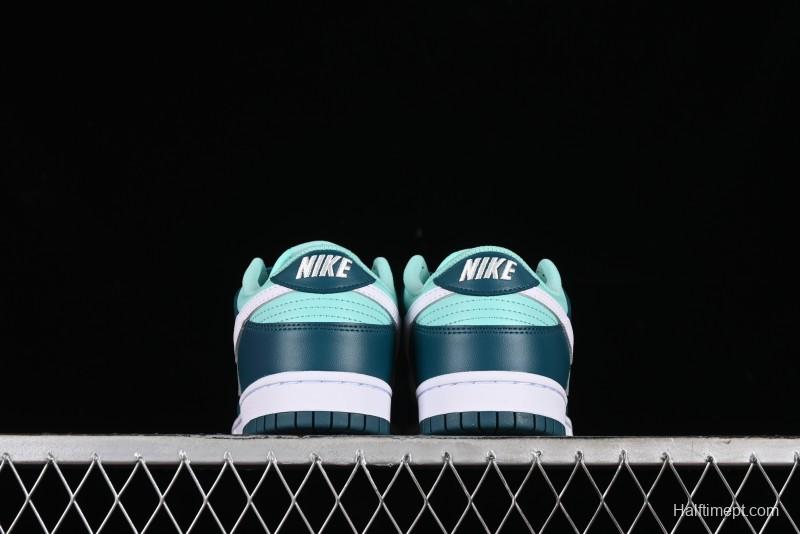 Nike Dunk Low SB Skateboarding Shoes in White and Geode Teal - DD1503-301