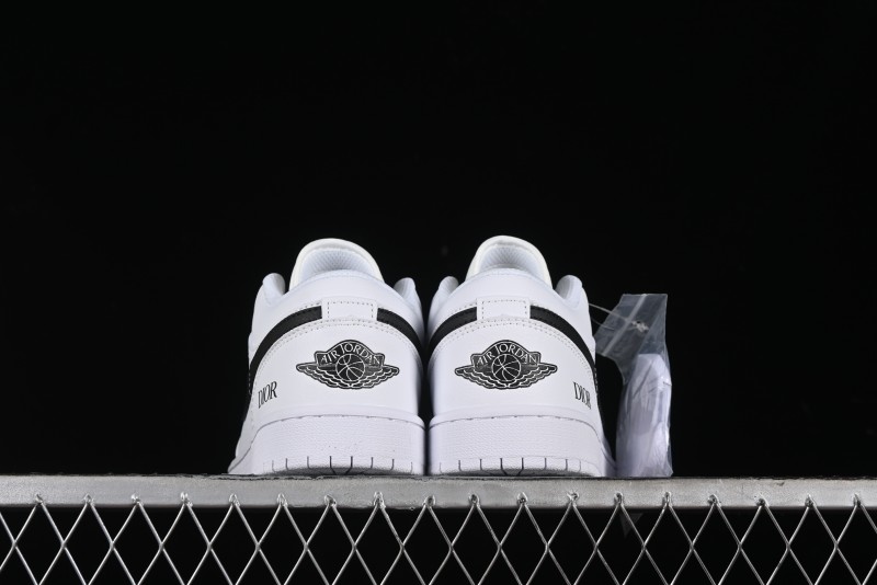 Nike Air Jordan 1 AJ1 Dior Collaboration - White Black Custom Low Top Retro Basketball Shoes - LJ6688-010