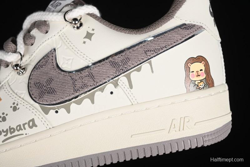 Nike Air Force 1 '07 Low x Capybara "Mona Lisa" Casual Lace-Up Sneakers - LV0506-990