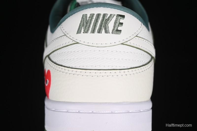 Nike SB Dunk Low Comme des Garçons Collaboration - Woven Beige White Swoosh Anniversary Custom Low-Top Casual Skate Shoes - KK1888-010
