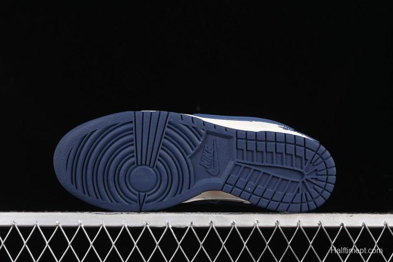 Nike SB Dunk Low Stussy Collaboration - Off White with Big Blue Swoosh Anniversary High-End Custom Low-Top Casual Skate Shoes - XY1688-009