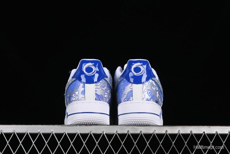 Nike Air Force 1 '07 Low DIY Blue and White Porcelain Dragon Embroidery Casual Sneakers - CW2288-201