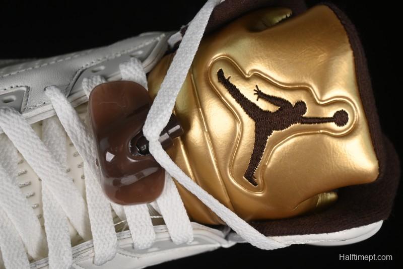 Nike Air Jordan 5 Retro Basketball Shoes in White/Tan - DD9336-200