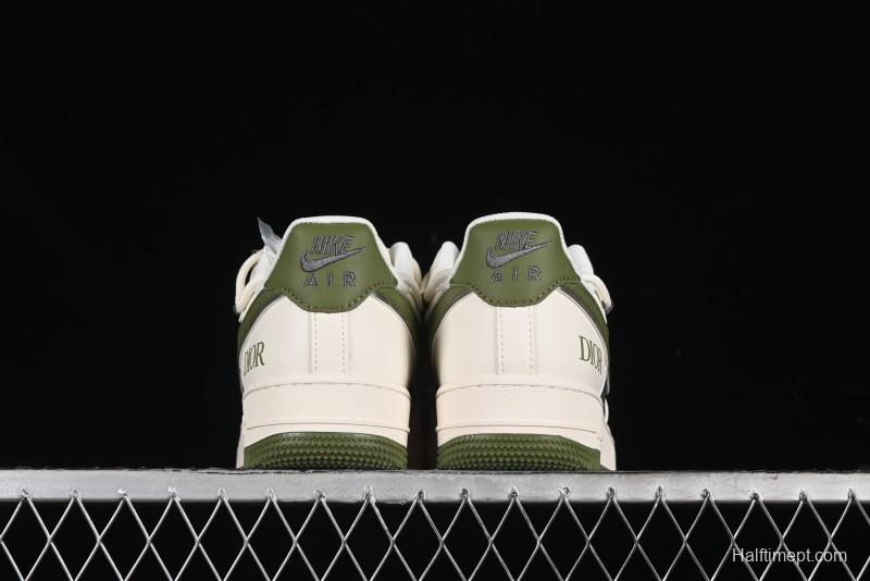 Nike Air Force 1 '07 Low Dior Collaboration - White Green Drawstring Casual Sneakers - SJ1198-200