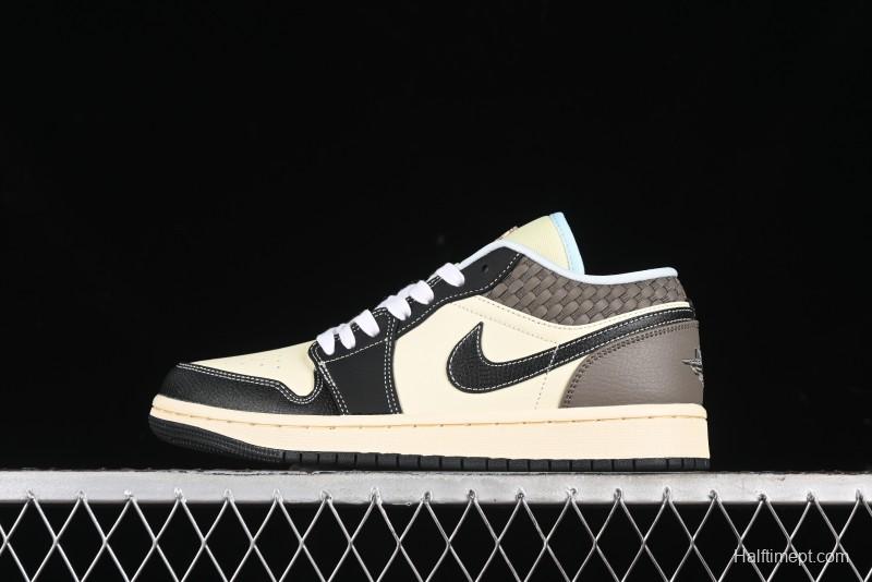 Nike Air Jordan 1 Low "Coconut Milk Black" Casual Basketball Shoes with Contrast Swoosh - HQ3437-101