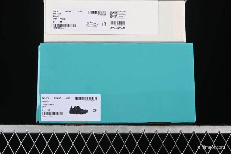 Alexander McQueen Flexion Retro Sneakers in Black with Diamond Grain Calfskin - 8.F6