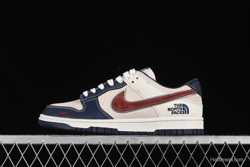 Nike SB Dunk Low The North Face Collaboration - Two-Tone Red Brown Swoosh Anniversary Custom Low-Top Casual Skate Shoes - DJ2024-036