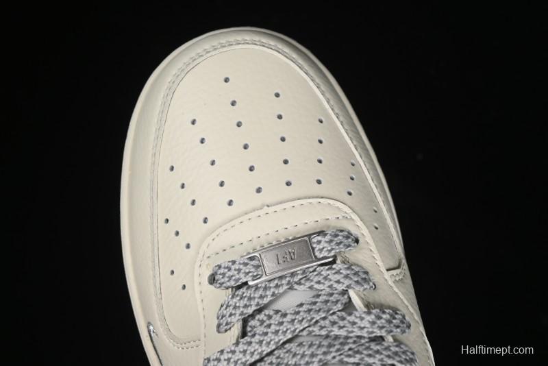Nike Air Force 1 '07 Mid Casual Sneakers in Light Grey with 3M Reflective Details and Crystal Outsole - XL0236-232