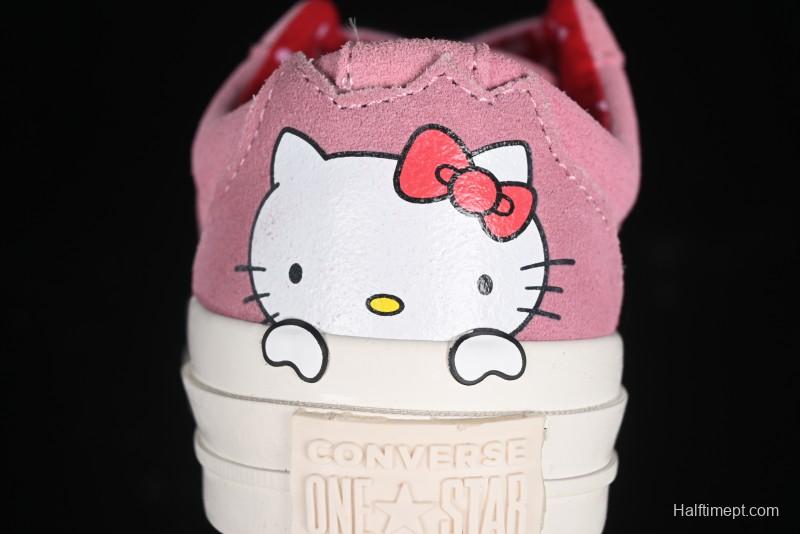 Converse One Star Hello Kitty Collaboration Low Top Casual Sneakers with Embroidered Bow - 362941C