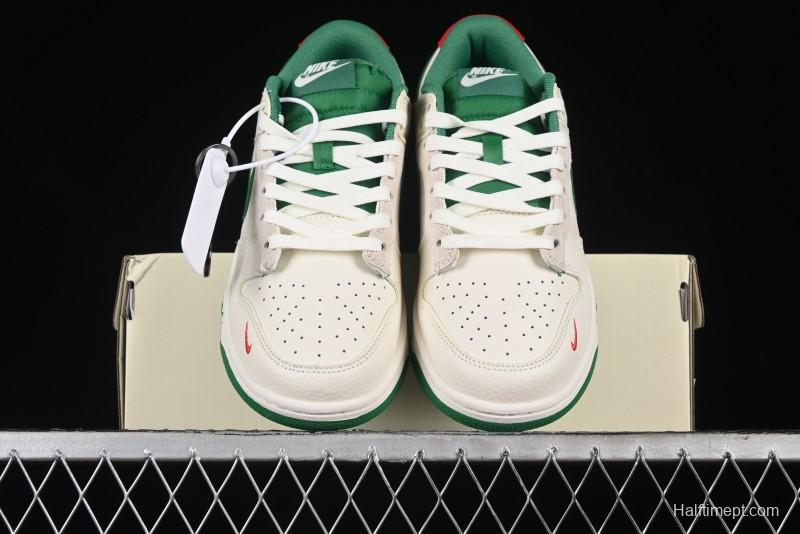 Nike SB Dunk Low Gucci Collaboration - Custom Patchwork Green Swoosh Anniversary Edition Low-Top Casual Skate Shoes - KK1688-053