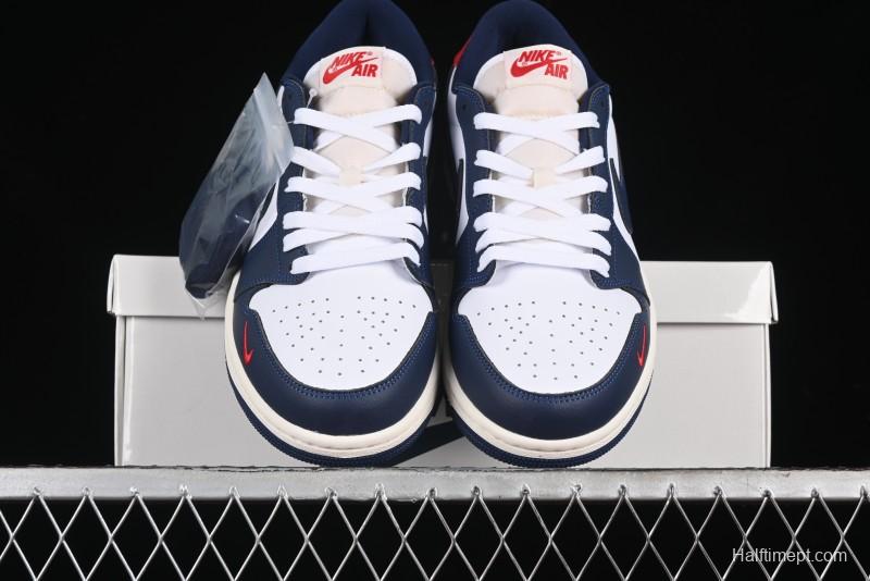 Nike Air Jordan 1 Low OG "Howard University" Casual Sneakers with Blue Toe and Red Heel - HQ2993-100