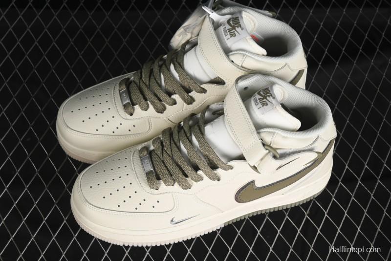 Nike Air Force 1 '07 Mid Military Green Dual-Color Sole Starlight Retro Sneakers - XL0236-231