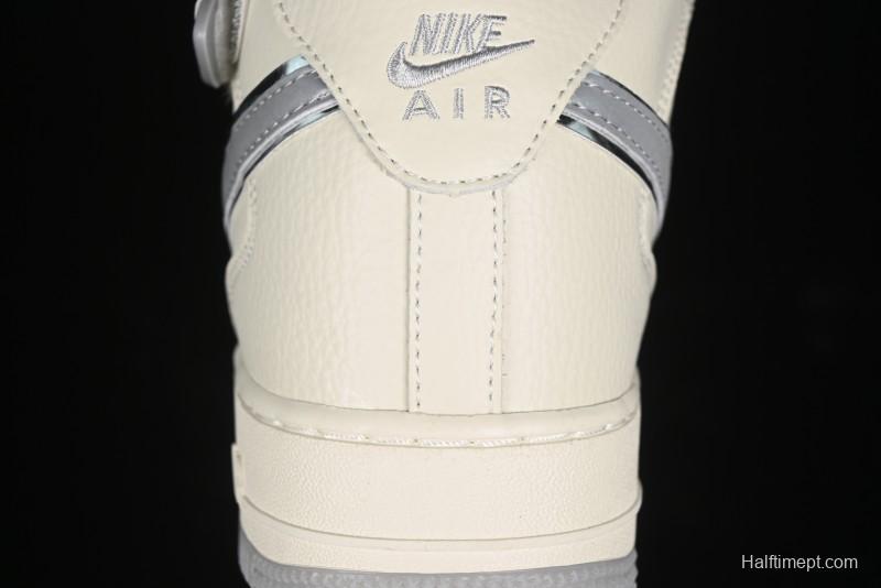 Nike Air Force 1 '07 Mid Casual Sneakers in Light Grey with 3M Reflective Details and Crystal Outsole - XL0236-232