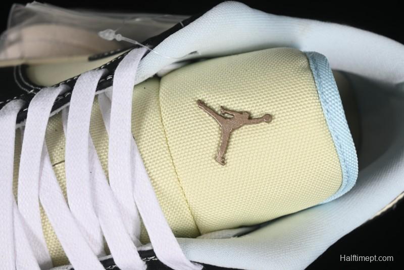 Nike Air Jordan 1 Low "Coconut Milk Black" Casual Basketball Shoes with Contrast Swoosh - HQ3437-101