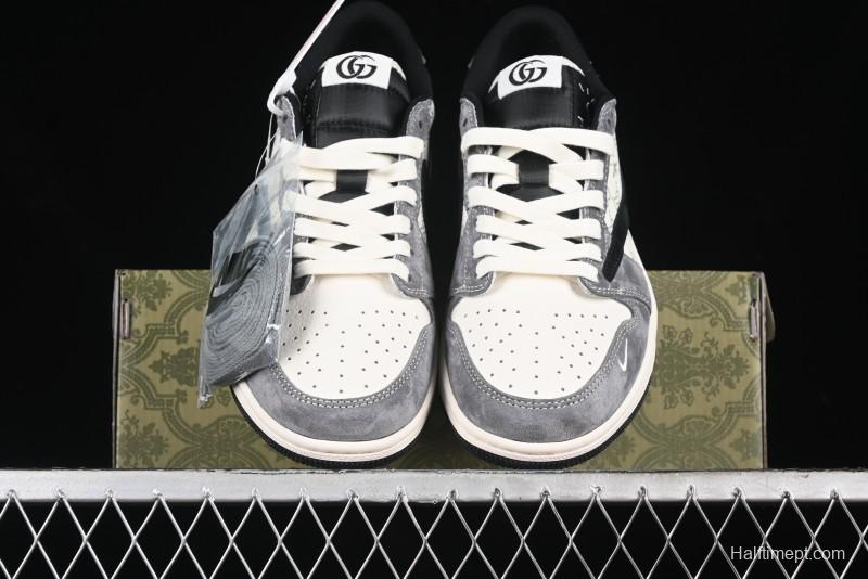 Nike Travis Scott x Fragment Design x Air Jordan 1 Low OG SP AJ1 Gucci Collaboration - Black Hook Dragonfly Low-top Casual Sneakers - SJ2068-137