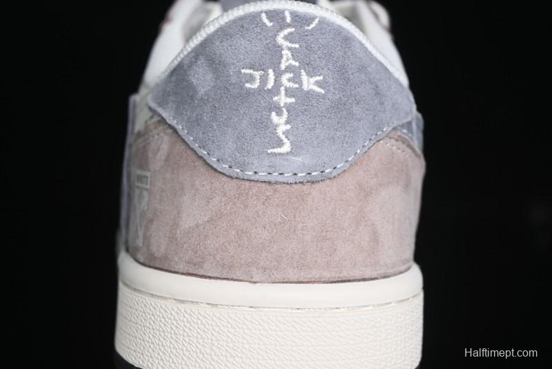 Nike Travis Scott x Fragment Design x Air Jordan 1 Low OG SP AJ1 OF Collaboration - Latte Grey Low Top Casual Sneakers - SJ2068-109