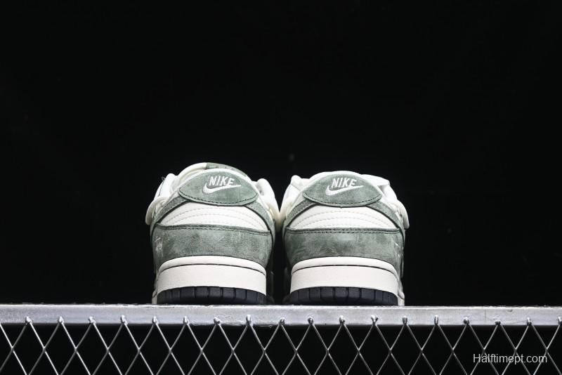 Nike SB Dunk Low Stussy Collaboration - Patina Green Lace-Up Anniversary Custom Low-Top Casual Skate Shoes - XS1186-105