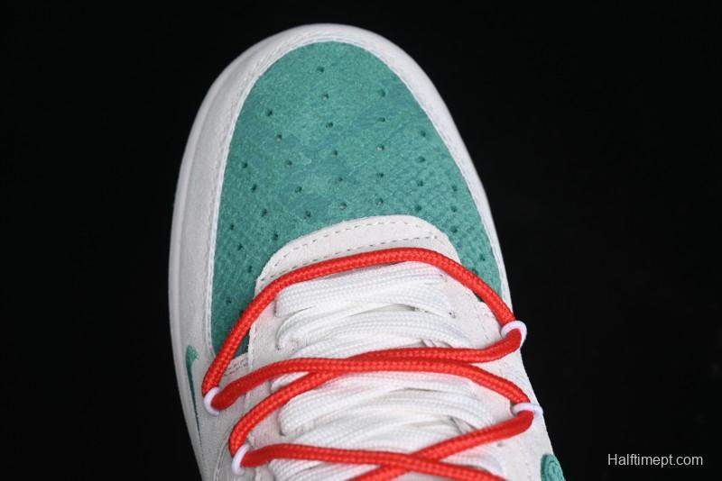 Nike Air Force 1 '07 Low Gucci Stone Island Collaboration - Grey Green Pigskin Lace-Up Casual Sneakers - DF0188-010