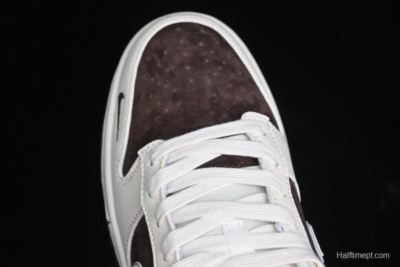 Nike SB Dunk Low Stussy Collaboration - Dark Brown White Swoosh Anniversary Custom Low-Top Casual Sneakers - KK1333-012