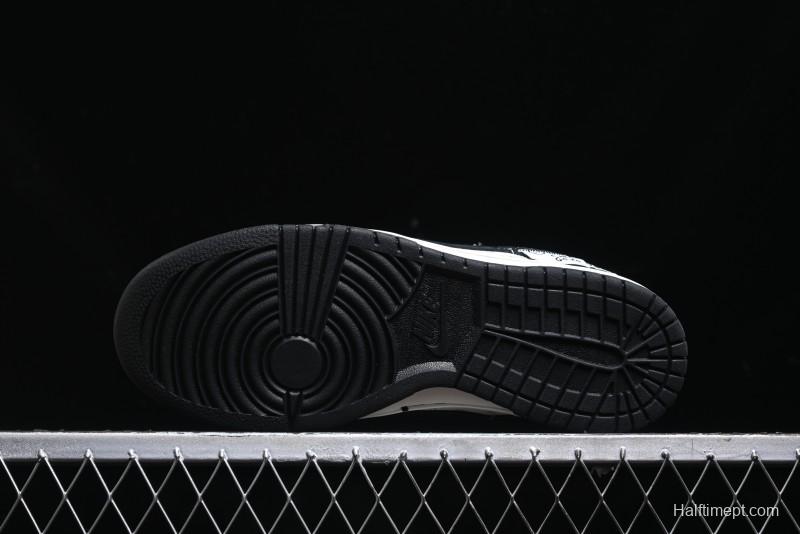 Nike SB Dunk Low Stussy Triple Collaboration - Patchwork Black Swoosh Anniversary Custom Low-Top Casual Skate Shoes - YX5066-222