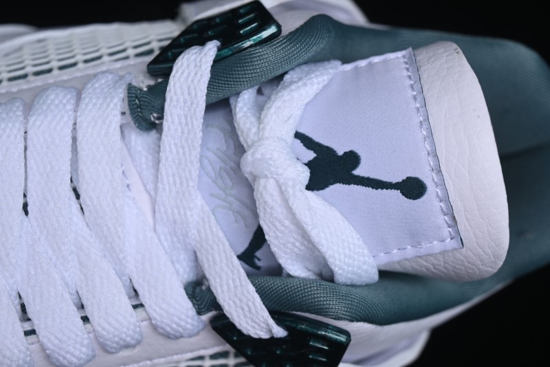 Nike Air Jordan 4 Retro Sneakers in White, Oxidized Green and Neutral Grey - AQ8138-103