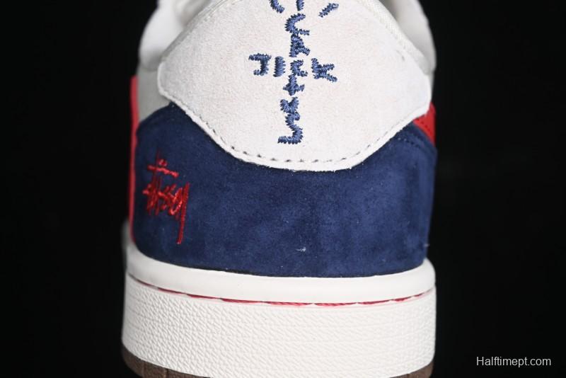 Nike Travis Scott x Fragment Design x Air Jordan 1 Low OG SP AJ1 Retro Sneakers with Reverse Swoosh - SJ2068-135