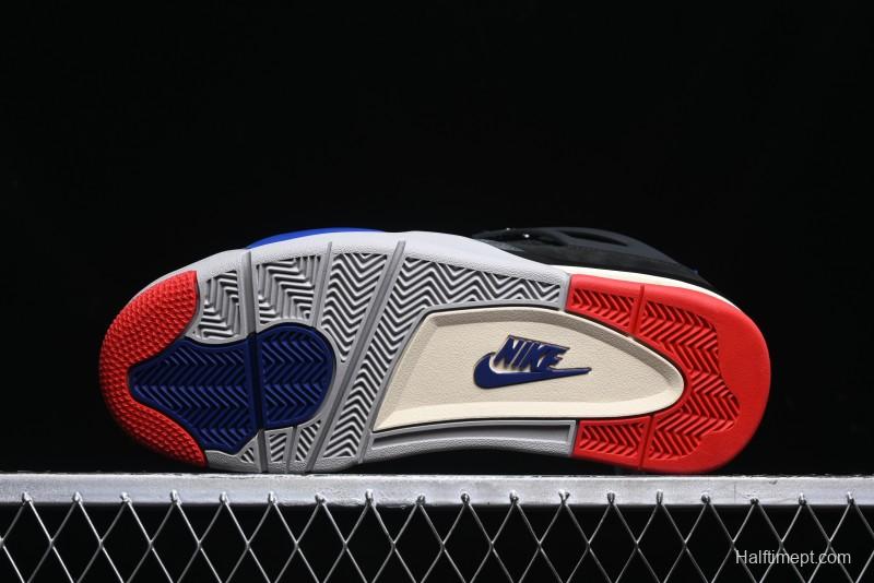 Nike Air Jordan 4 Retro Basketball Shoes with Black-Grey-Blue Color Blocking - FV5029-003