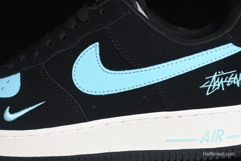 Nike Air Force 1 '07 Low Stussy Collaboration - Black Tiffany Low-Top Casual Sneakers - KK1988-030