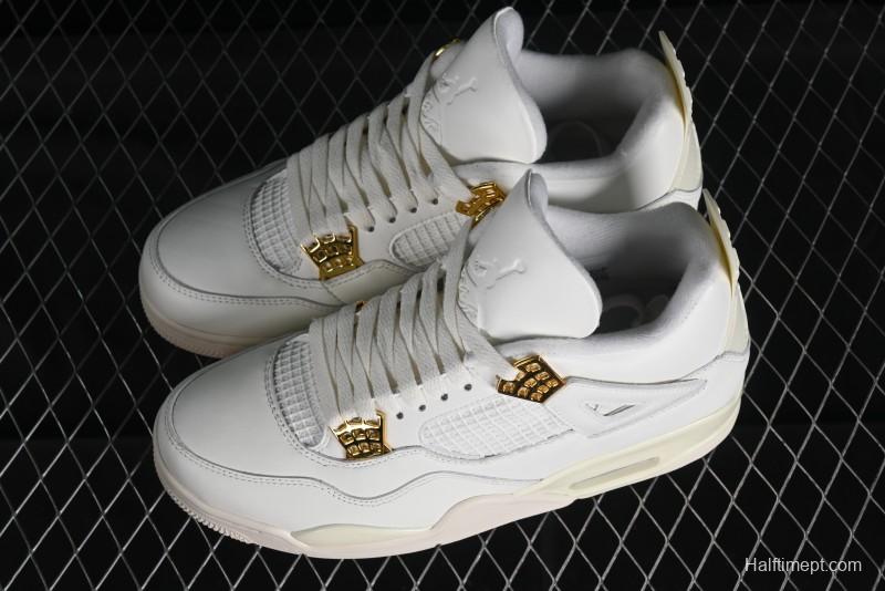 Nike Air Jordan 4 Retro Sneakers with Metallic Gold Design - AQ9129-170