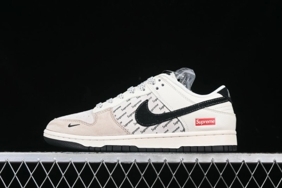 Nike SB Dunk Low Supreme Collaboration - Beige Brown Anniversary High-End Custom Low-Top Casual Skate Shoes - XS1086-003