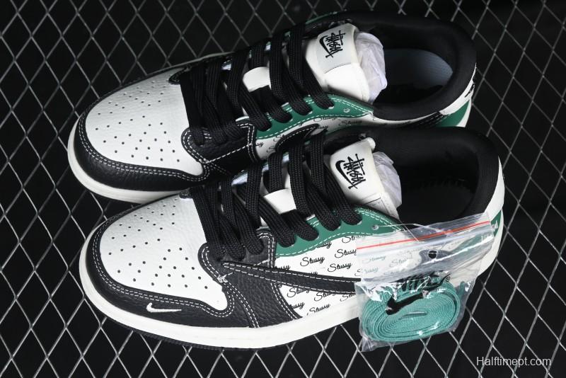 Nike Travis Scott x Fragment Design x Air Jordan 1 Low OG SP AJ1 Stussy Collaboration - Black Green - AG3702-805
