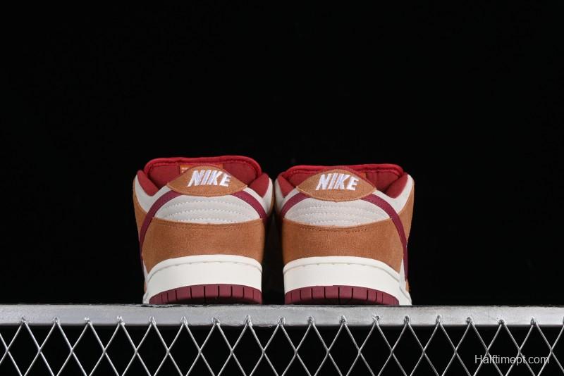 Nike SB Dunk Low Pro Brown Red Colorway SB Low Top Casual Skate Shoes - BQ6817-202