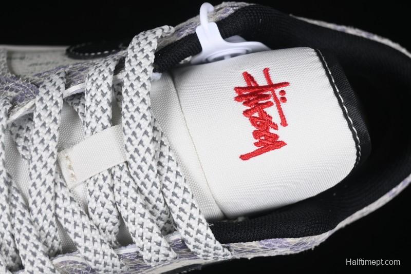 Nike Air Jordan 1 Low AJ1 Stussy Snake Year Limited Edition Purple Snake Grain High-End Custom Retro Basketball Shoes - FC1688-201