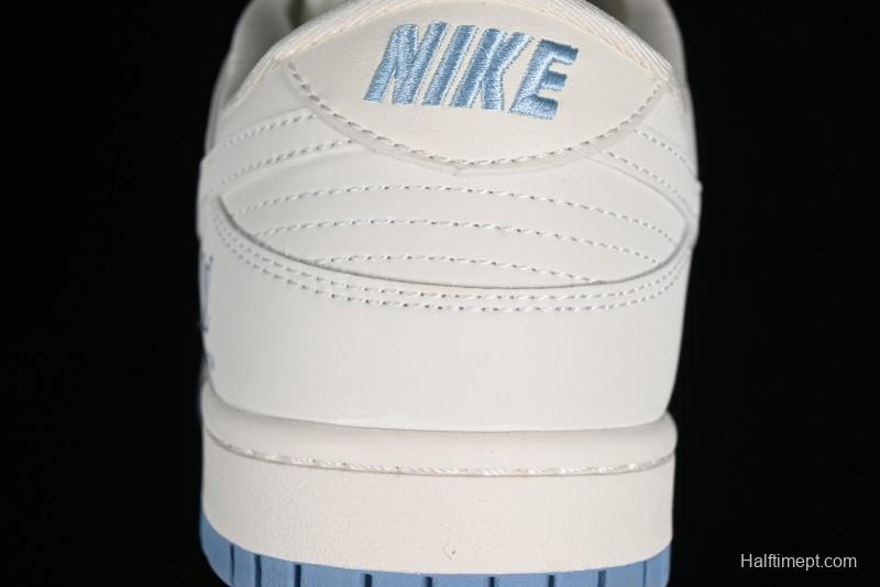 Nike SB Dunk Low LV Collaboration - Double Swoosh Beige Blue Anniversary High-End Custom Low-Top Casual Skate Shoes - XX2025-308