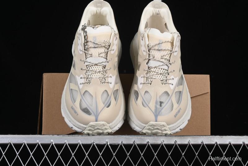 HOKA ONE ONE Satisfy Running Mafate Trail Low-Cut Cushioned Outdoor Hiking Shoes - 1157050 BONE