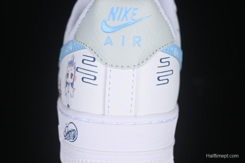 Nike Air Force 1 '07 Low Casual Sneakers with Erciyuan Hand-Painted Graffiti Lingzhu Aobing Design - HF0022-010