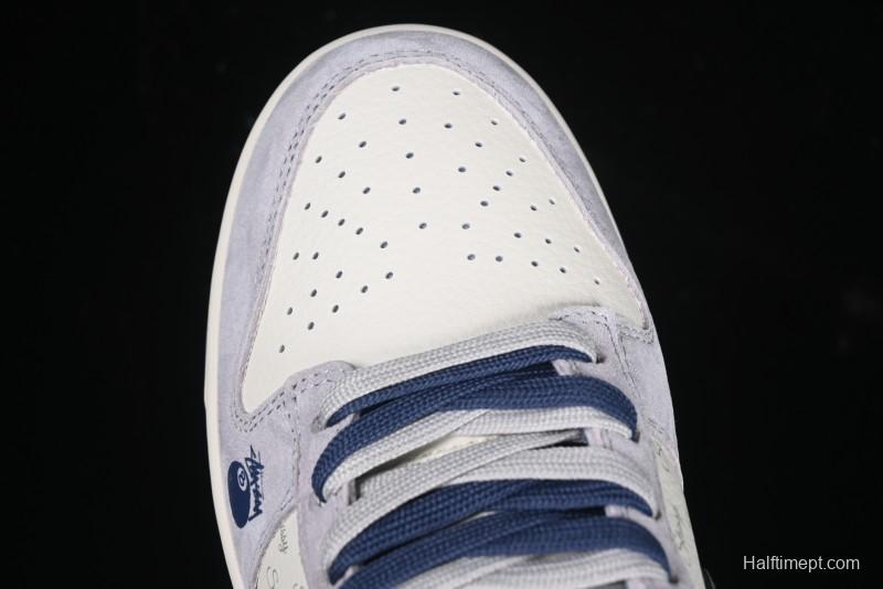 Nike SB Dunk Low Stussy Collaboration Black Burgundy Swoosh Anniversary Custom Low-Top Casual Skate Shoes - DM6868-022