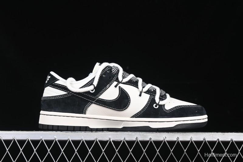 Nike SB Dunk Low Supreme x Stone Island Triple Collaboration Strap Patch Black Swoosh Anniversary Custom Low-Top Casual Skate Shoes - YX5066-202
