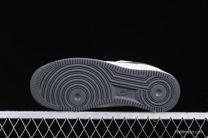 Nike Air Force 1 '07 Low Stussy Collaboration - Grey English Patchwork Low-Top Casual Sneakers - XZ3328-536